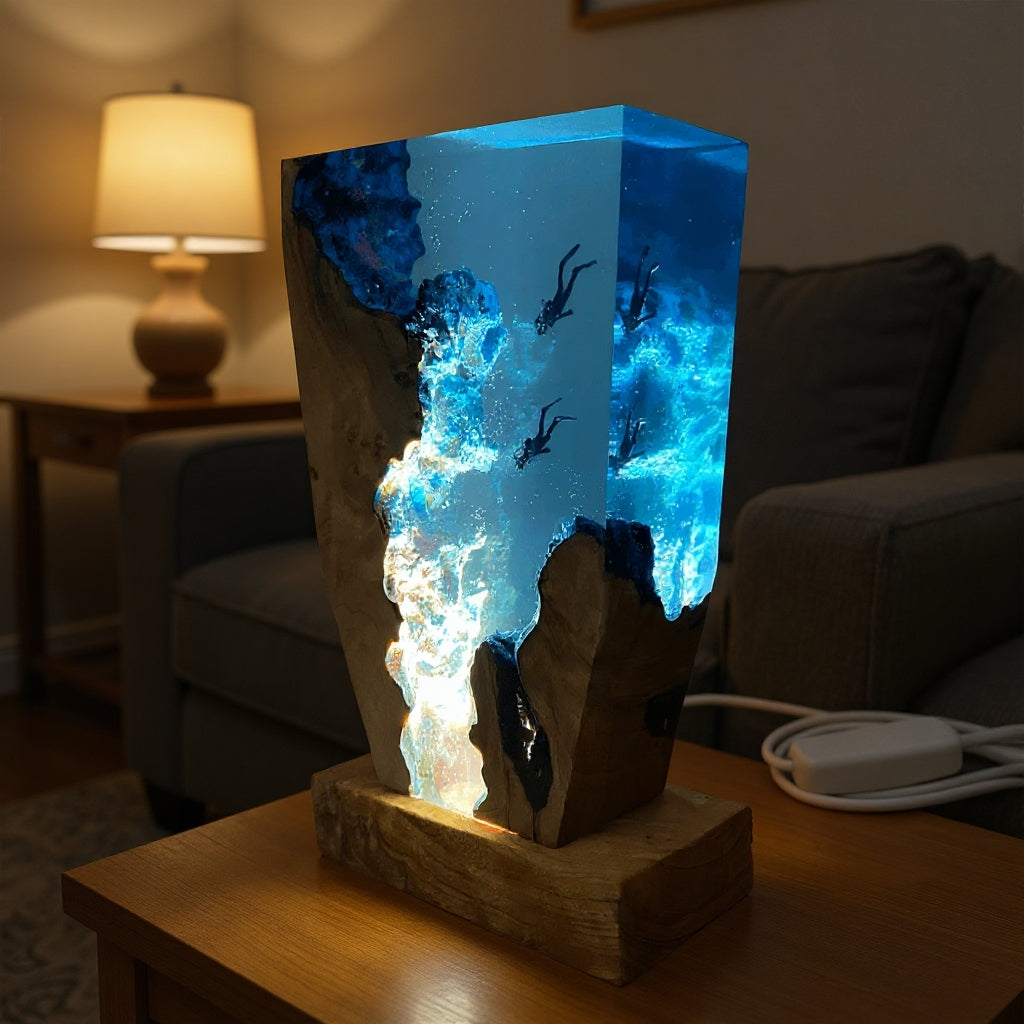 Diver frozen in light, Night Light, Scuba Diving Deep Sea Exploration（ Best Gift 🎁 ）